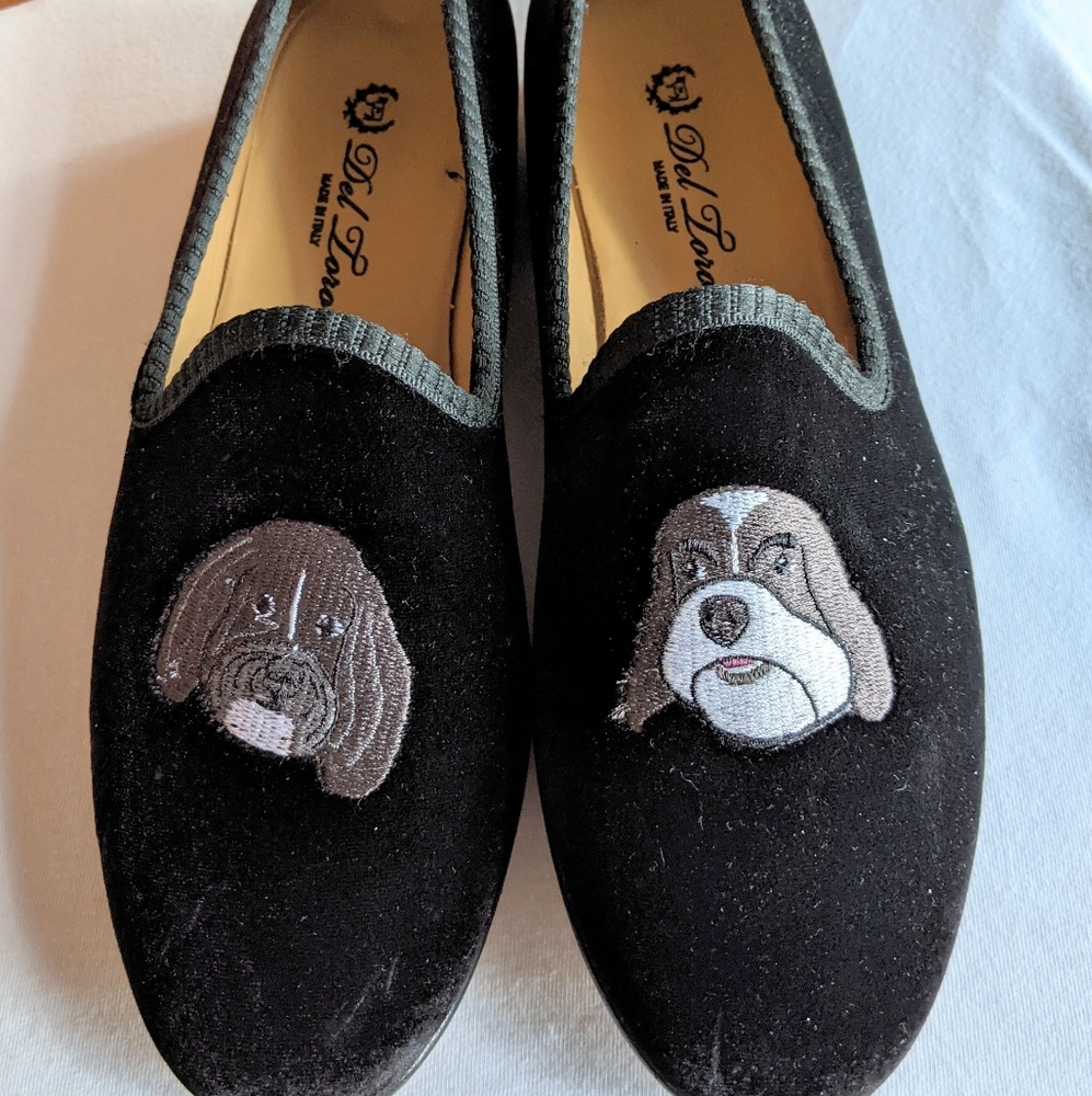 DEL TORO Black Velvet Smoking Slippers Loafers Shoes 8.5